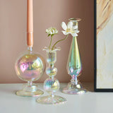 Glass Candle Holder Home Decor Nordic Rainbow Vase Flower Table Living Room Decoration Candlestick Holder for Wedding