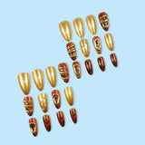 3d Press on Nails Pearl French Tip Press on Nails Gold-plated False Nails Almond Pearls Design Detachable Acrylic Fake Nail Art