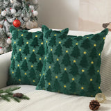 Christmas Pillow Covers 18 x 18 inch Set of 2 Dark Green Christmas Tree Pillow Covers Decorations Home Bedroom Sofa Decors