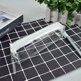 Simple Pencil Box Cute Transparent Pencil Case Zipper Square School Student Supplies Stationery Storage Bag