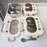 2/3 Grid Lunch Box Stainless Steel Insulated Lunch Box Student Bento Box with Cutlery Large Capacity Food Storage Container