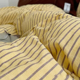 Nordic Striped Pure Cotton Bedding Sets 40S Cotton Skin-Friendly Comfortable Quilt Cover Kit Home Dorm Bedclothes for Seasons
