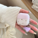 Purple Stripe Star Keychain Earphone Case For Huawei FreeClip 2 Case for FreeBuds 7i 6i 5i SE2 SE3 Soft IMD Protective Cover