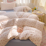 Thick Pure Brushed Bed Sheets, Duvet Cover Set, 4 Piece Bedding Set 2026 new style washed double-layer yarn printed