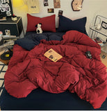 Solid Color Bedding Set Kids Adults Twin Full Queen Size Bed Flat Sheet Soft Duvet Cover Set Quilt Cover Pillowcases Bed Linen