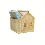 1pc Nordic Handmade Woven Decorative Basket, House-Shaped Storage Basket, Desktop Hand-Carry Organizer, Suitable for Living Room