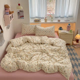 100% Cotton Bedding Set Cartoon Cute Animals Duvet Cover Set Bed Linen Flat Sheets Set 2 Pillowcases Single Double Queen Size
