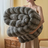 Luxury Ripple Pattern Faux Fur Blanket Double Layer Thickened Warm Winter Blankets for Bed Soft Fluffy Plush Soft Throw Blanket