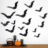 16pcs Halloween 3D Black Bat Wall Stickers Removable Halloween DIY Wall Decal Halloween Party Decoration Horror Bats Stickers