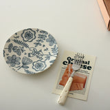 3D Relief Blue Bird & Flower Ceramic Plate - Elegant Breakfast/Dessert Flat Dish with Floral Motifs for Home & Catering Gift