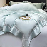 800TC Lyocell Soft Silky Cooling Summer Luxury Hollow Wide Edge Bedding Set Duvet Cover Bed Sheet/Fitted Sheet Pillowcases 4Pcs