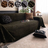 1PC-Leopard print all season universal sofa towel, pet friendly anti slip sofa towel, dust-proof, machine washable sofa towel
