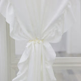 Curtain White with Ruffle Pure Living Room Curtains Modern Style Shading Drape 2 Panels Rod Pocket for Bedroom Home Decoration