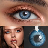 14.50mm Blue Colored Contact Lenses, Large Pupil Effect, Hydrating Soft Lens for Girls, Trendy Douyin Style Eye Makeup