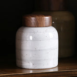 Wooden Lid Ceramic Storage Jar Moisture-proof Sealed Tea Canister Food Container Crafts Decoration
