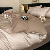 4Pcs Light Luxury High-end Sense 160 Pcs 100% Cotton Tribute Satin Jacquard Quilt Cover Sheet Simple Bedding