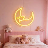 Moon Star Shaped USB LED Neon Sign Acrylic Wall Hanging Decor Lamp Bedroom Bar Home Indoor Night Ornament Light