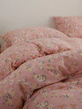 New Spring Summer Pure Cotton Four-Piece Set Beautiful Country Sle Small Flower Print Warm Bedding Duvet Cover eet
