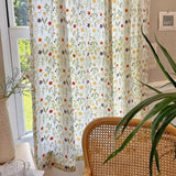 Floral Faux Linen Spring Curtains for Living Room Shabby Chic Floral Plant Watercolor Curtains for Bedroom Light Filtering Drape
