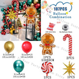 Decorations Christmas Balloons Garland Arch Red Metallic Gold With Gingerbread Man Stars Foil Balloon For Christmas Party Decor