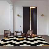 French Retro Bedroom Decor Stripe Carpet Minimalist Carpets for Living Room Home Art Plush Floor Mat Large Area Thickened Rug