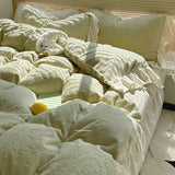 Romantic Continuation Gentle Milk White Carved Milk Velvet Lace Four Piece Set 8m Thi Warmth Fce French Sle Bedding