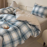 High Quality Grid Printed Flat Sheet Bedding Sets Light Luxury Cotton Soft Quilt Cover Single Double Bed Comfort Set for Adults