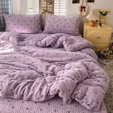 Polka Dot Milk Velvet Duvet Cover Thick Plush Warm Winter Comforter Cover Queen King Size Soft Cozy Quilt Cover and Pillowcases