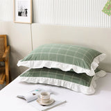 100% Cotton Lace Pillowcase 48x74cm Yarn-dyed Washed Cotton Stripe Pillow Cover Bedding Decorative Pillow Sham With Zipper