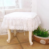 Pure white lace edge makeup stool cover decorative flounce seat cushion cover