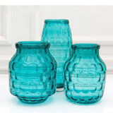 Honeycomb Relief Glass Vase Blue Transparent Flower Pots Decorative Desk Decoration Hydroponics Floral Modern Home Decor