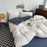 Gray Duvet Cover Set with 2pcs Pillowcase Soft Washed Cotton Comforter Quilt Cover Pillow Case Double Queen King Size