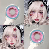 2PCS Fashion Makeup Beauty Colored Contact Lenses for Eyes Degree Myopia Red Eye Soft Anime Cosplay Pink Contact Lens