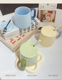 Nordic Style Solid Ceramic Cup Creative Wood Grain Handgrip Cups Household Cute Breakfast Milk Mug Fashion Office Coffee Mugs