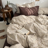 Floral Cotton Bedding Set Vintage Ins Fitted Sheet Duvet Cover Pillowcase Full Queen Size Boy Girls Dormitory Hotel Bedclothes