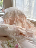 1200TC Egyptian Cotton Lace Ruffles Princess Wedding Style Pink Bedding Set Duvet Cover Flat/Fitted Bed Sheet Pillowcases 4Pcs