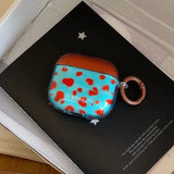 Semi-Transparent Blue-Brown Leopard Print + Ring Earphone Case Suitable for Apple for Airpodspro2 Case/For Airpodspro Case/For Airpods4 Case/For Airpods3 Case/For Airpods2 Case/Fashionable Women's Earphone Case/Simple Earphon