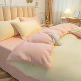 Solid Pink Fashion Style Bedding Set Twin Full Queen Size Duvet Cover Set Adults Kids Simple Korean Bed Flat Sheet Pillowcases