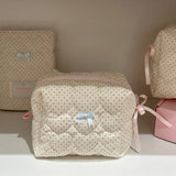Original Korean Imported Quilted Soft and Cute Quilted Zipper Makeup Bag Storage