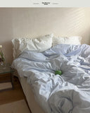 Star Blue Ice een Cotton Striped Bedding Set with Pillowcases Duvet Cover And eet Simple Tied Design for Teen Girls