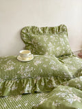 2pcs 100%Cotton Pillowcases French Style Pillow Cover Cushion Covers Bed 48x74cm Comfortable Pillowsham with Crinkled Gauze Lace