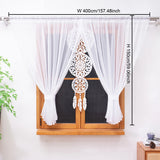 1 Set 2Pcs Rod Pocket French Chiffon Sheer Curtains With Hollow Dreamcatcher Pendant, For Living Room, Lovely Housewarming Gift