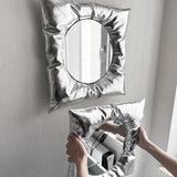 INS Cloth Desktop Makeup Mirror Dressing Table Square Cosmetic Mirror Home Aesthetic Hand Decorative Mirrors