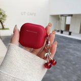 Red Cherry Pendant Earphone Case For AirPods 1 2 3 4 Pro Pro 2 4 New Matte Silicone Headset Shockproof Protection Cover