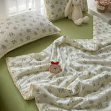 Printed Floral Summer Quilt Four Piece Set Suitable for Bedroom Bedding Set Summer Quilt Bed Sheet With Pillowcases Home Textile