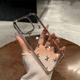 INS Black Bowknot Clear Phone Case for iPhone 15 14 13 16 12 Pro Max Silicone Polka Dot Case Transparent Cover
