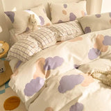 Red Cherry Plaid Duvet Cover Set with Sheet Pillowcase Soft Cover NoFilling Warm Bed Linen Twin Full Queen Size Home Bedding Set