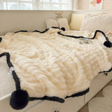 Ikeehome  new small fresh thickened milk fleece four-piece coral fleece winter warm student four-piece set