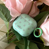 Mint Green Earphone Case For AirPods 1 2 3 4 Pro 2 Grey Polka Dot Pattern Simple Soft Silicone Protection Cover Cute Keychain