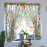 Retro Printing Curtain Art Living Room Gauze Curtain Velcro Curtain Ruffled Door Curtain Partition Punch-Free Customizable